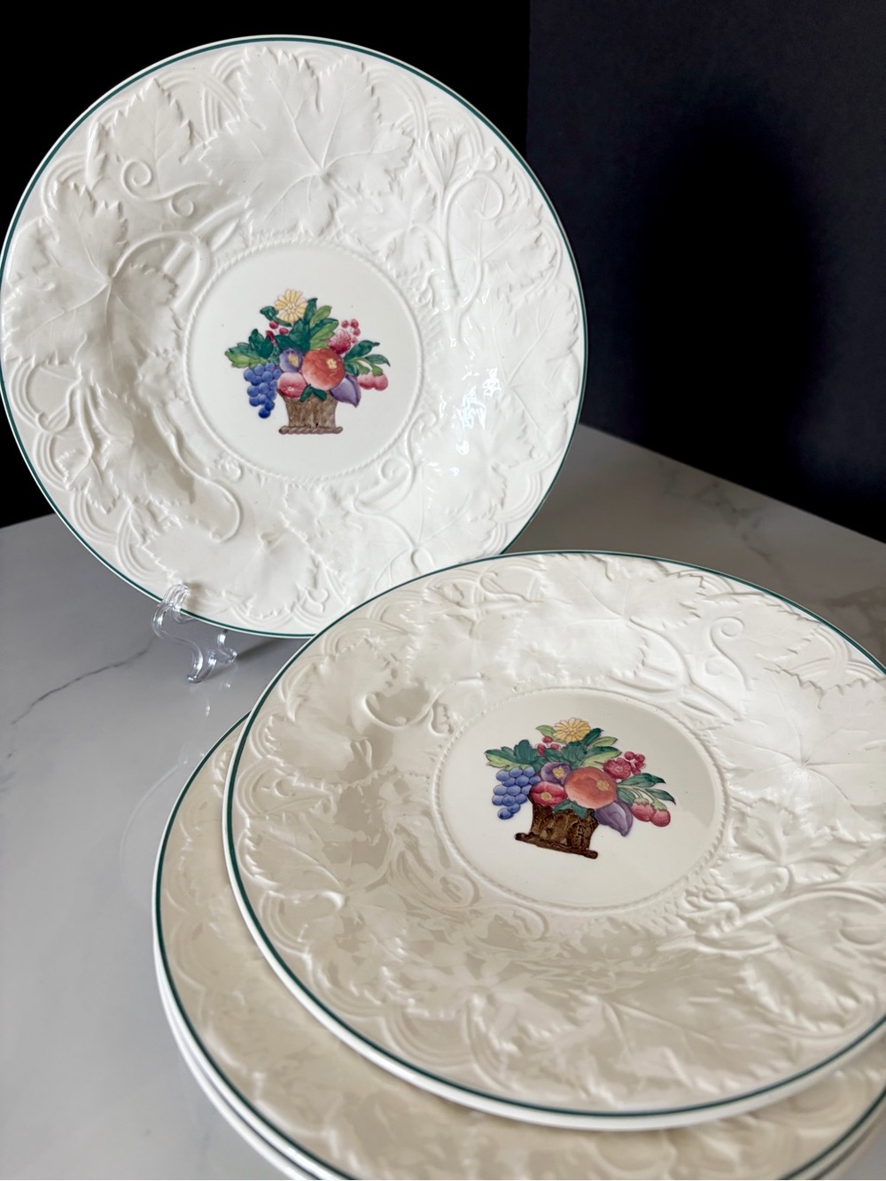 SET of 4 Fruit Basket Salad or Luncheon Plates by Wedgwood
